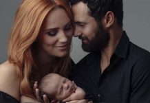 Jules Robinson and Cameron Merchant with Baby Oliver